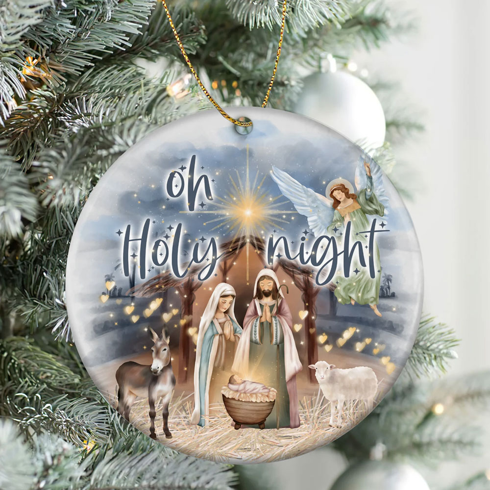 Oh Holy Night Nativity Family Christmas Ornament