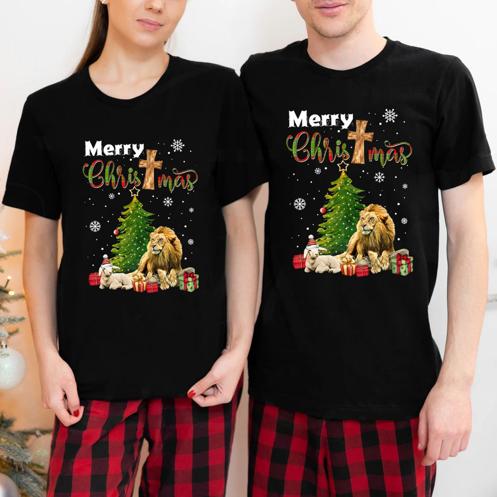 Merry Christmas Jesus, Lion and Lamb Christmas Shirt