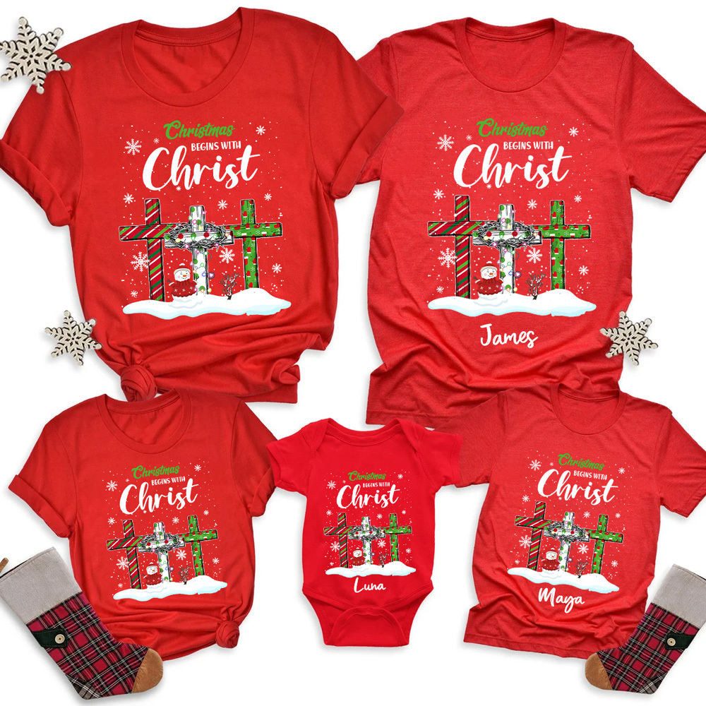Christmas Begins with Christ Family Matching Shirts