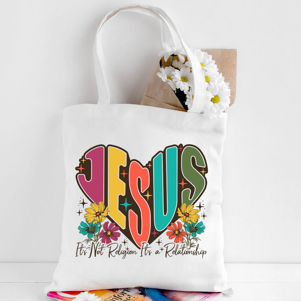 Jesus It’s Not Religion It’s a Relationship Canvas Tote Bag