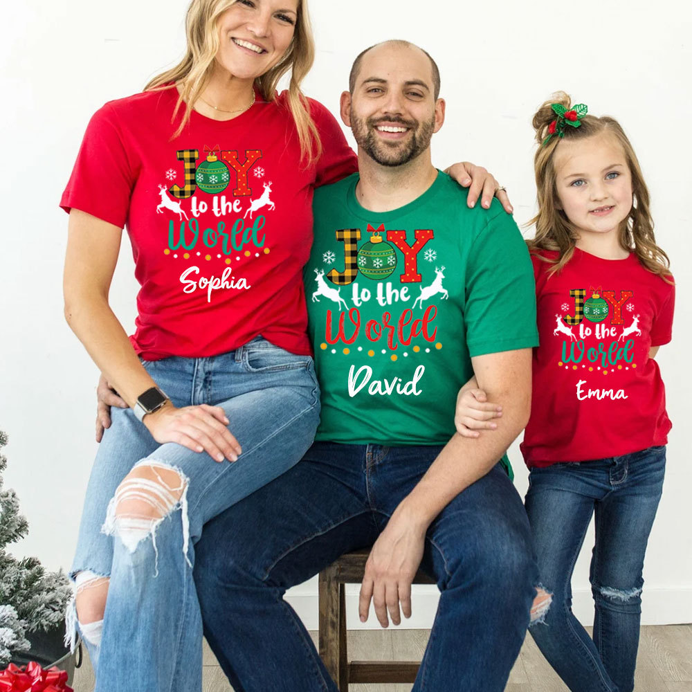 Personalized Joy to the World Christmas Family Matching Shirt