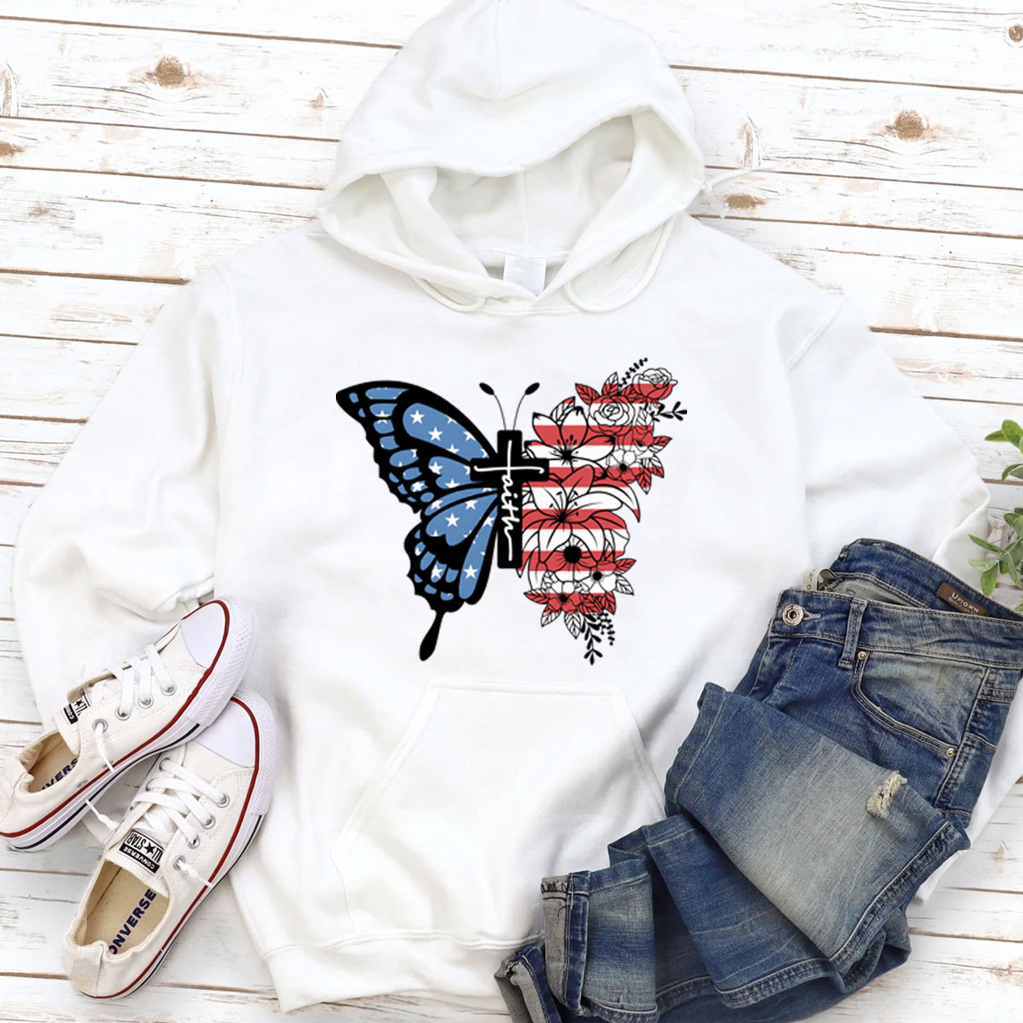 Faith Cross Butterfly Hoodie