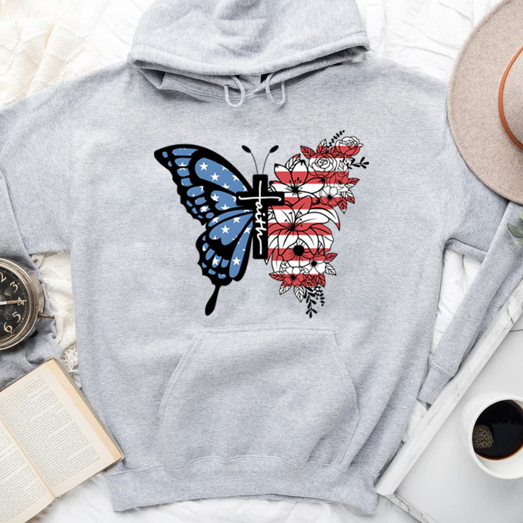 Faith Cross Butterfly Hoodie