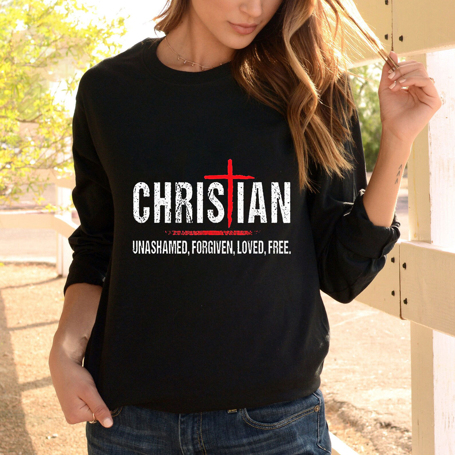 Christian Jesus Cross  Long Sleeve Tee