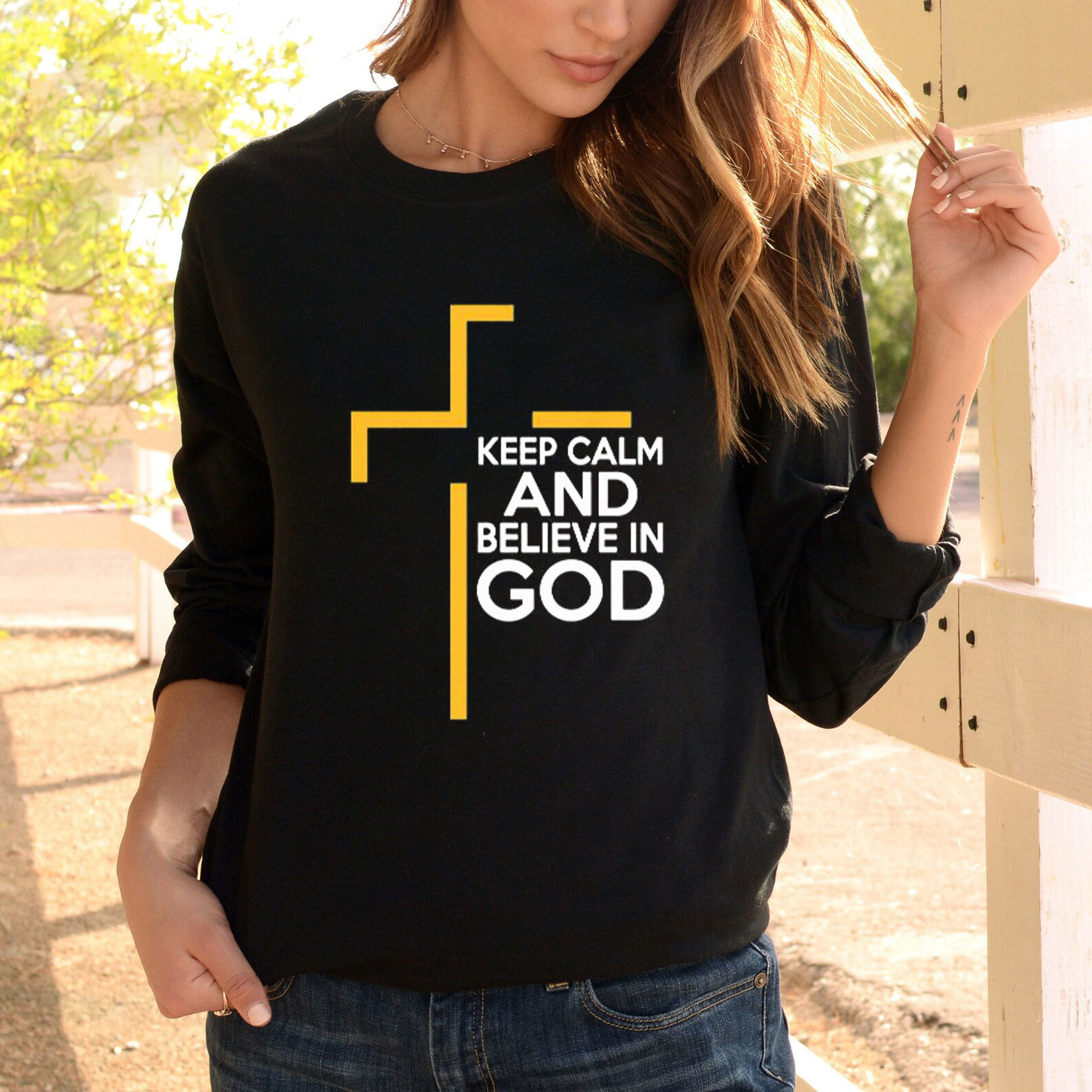 Keep Calm and Believe in GOD Long Sleeve Tee