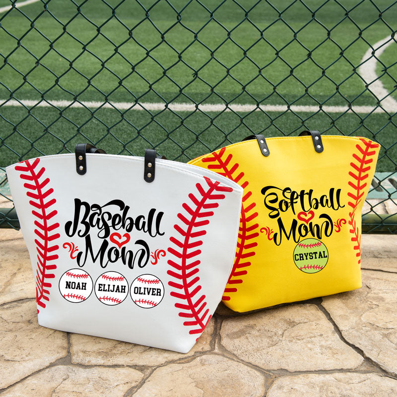 Personalized Baseball and Softball Large Canvas Tote Bag