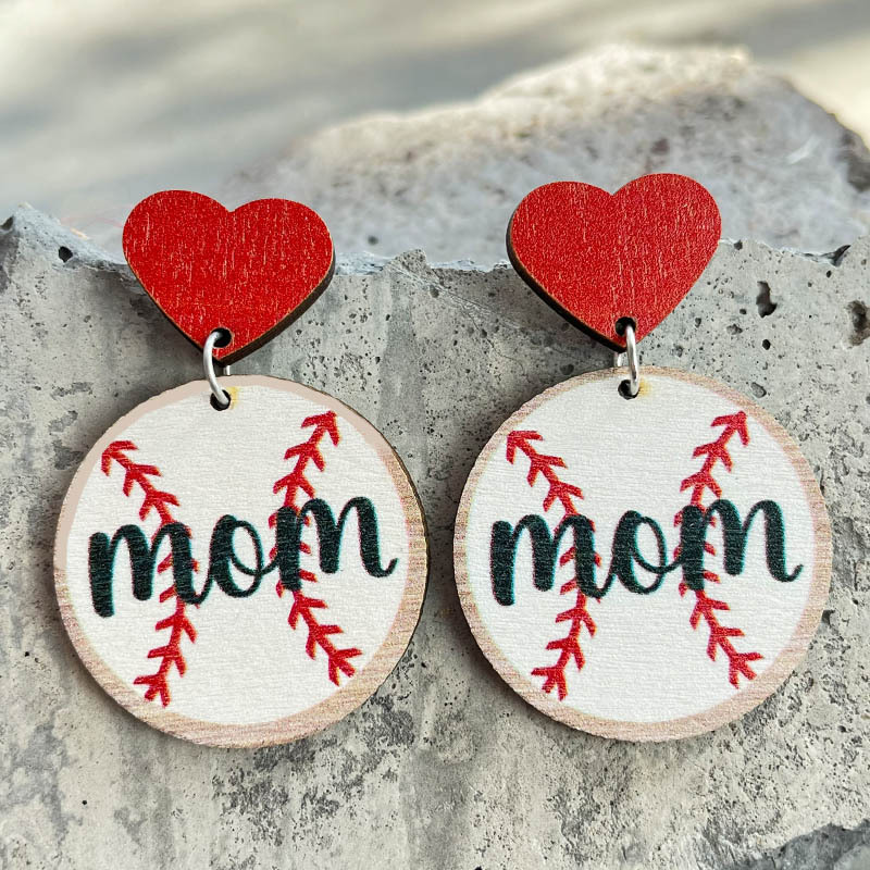 Sports Mom Wood Earrings