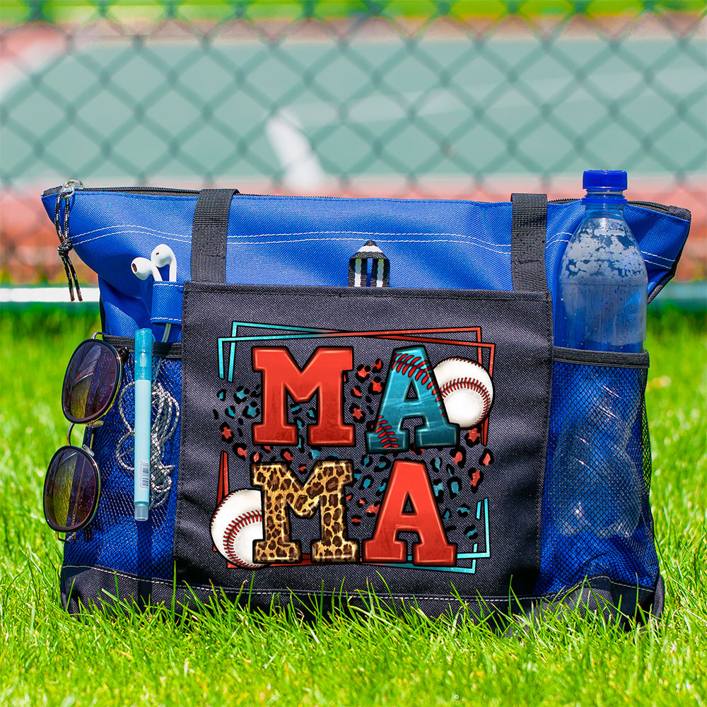 Baseball Mama Leopard Design Tote Bag