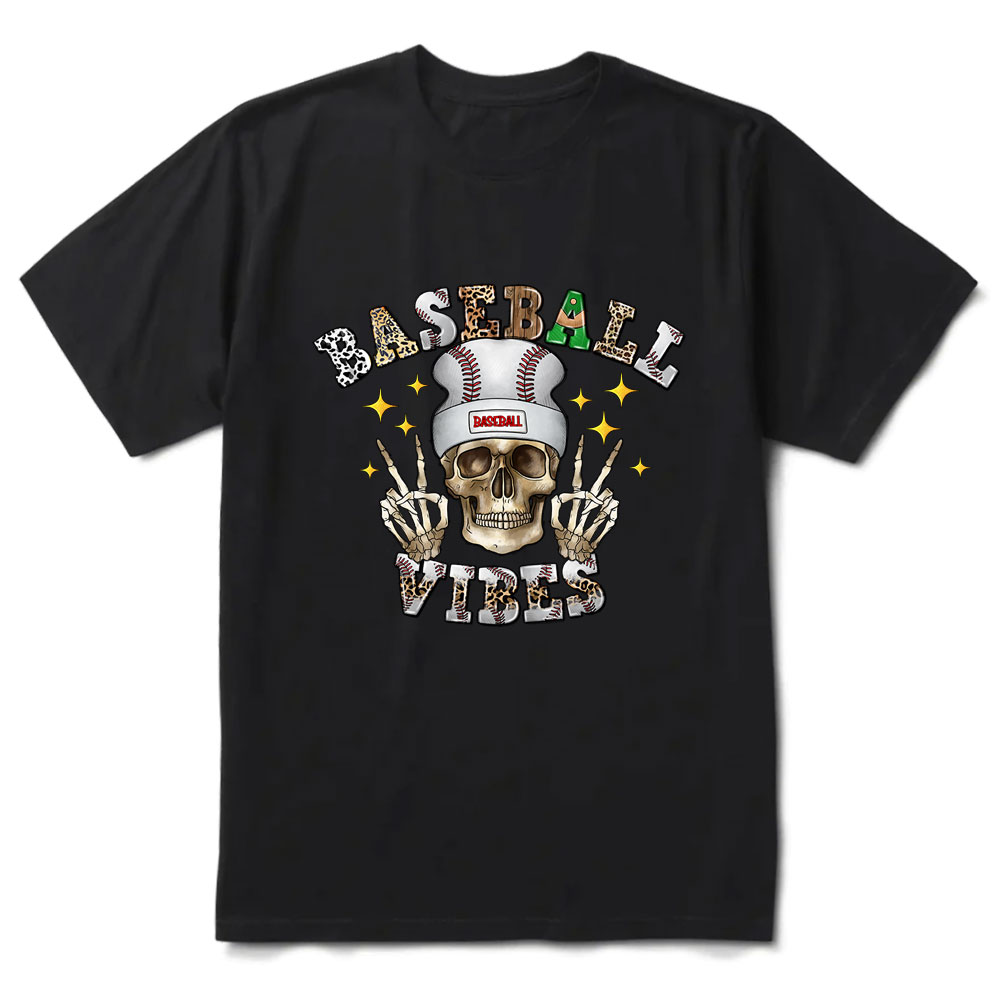 Baseball Vibes Skeleton T-Shirt