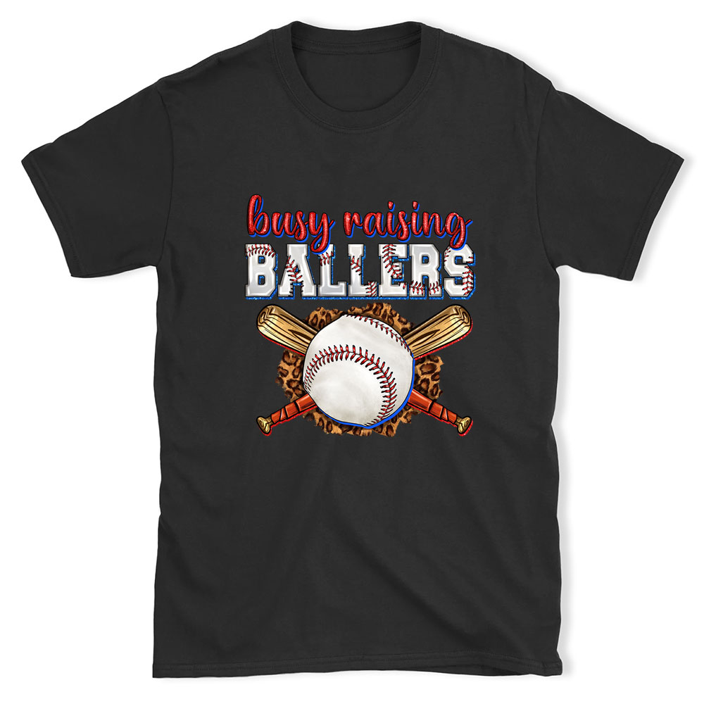 Busy Raising Ballers Baseball Mom T-Shirt