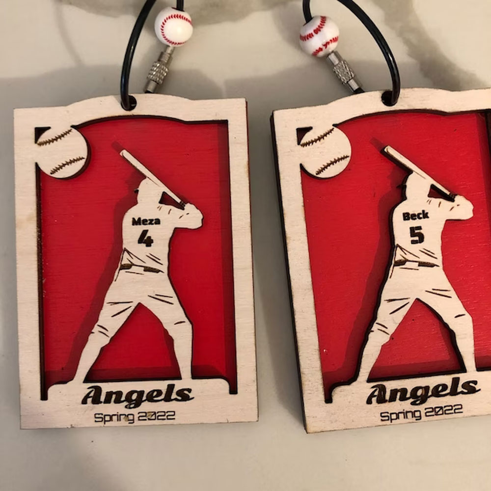 Custom Baseball Card Keychain Baseball Bag Tag