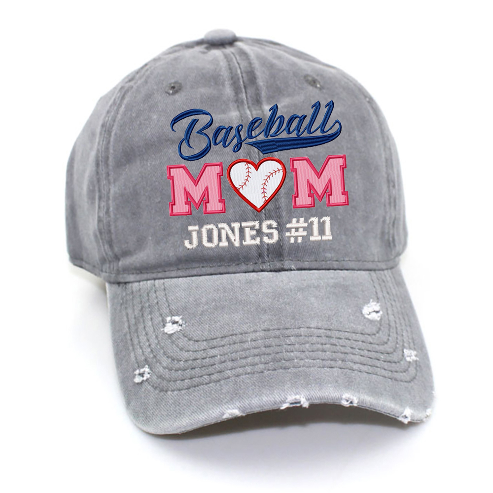 Custom Baseball Mom Hat with Name & Number