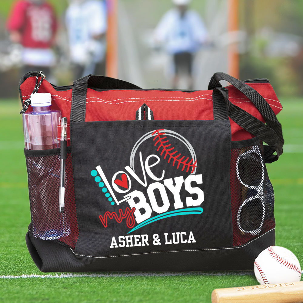Custom I Love My Baseball Boys Tote Bag