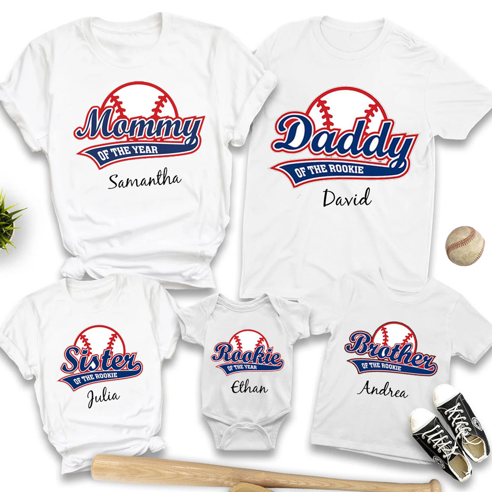 Custom Name Rookie of the Year Baseball Family Matching T-Shirts