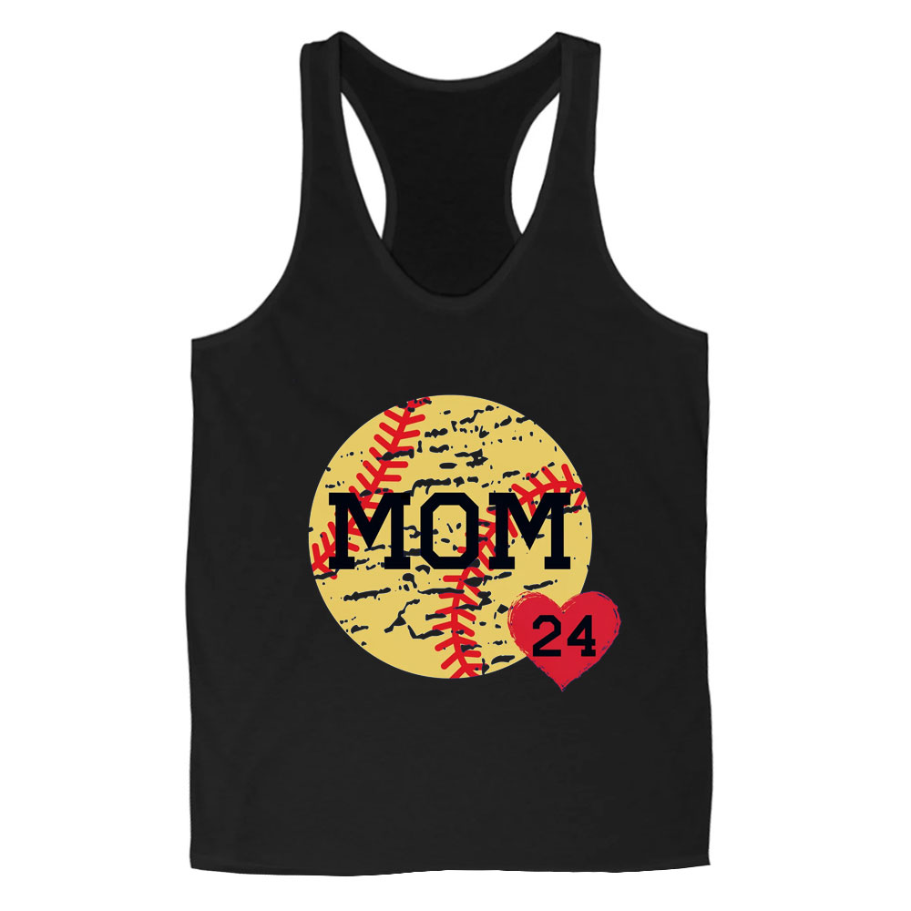 Custom Softball Mom Heart Number Tank Top