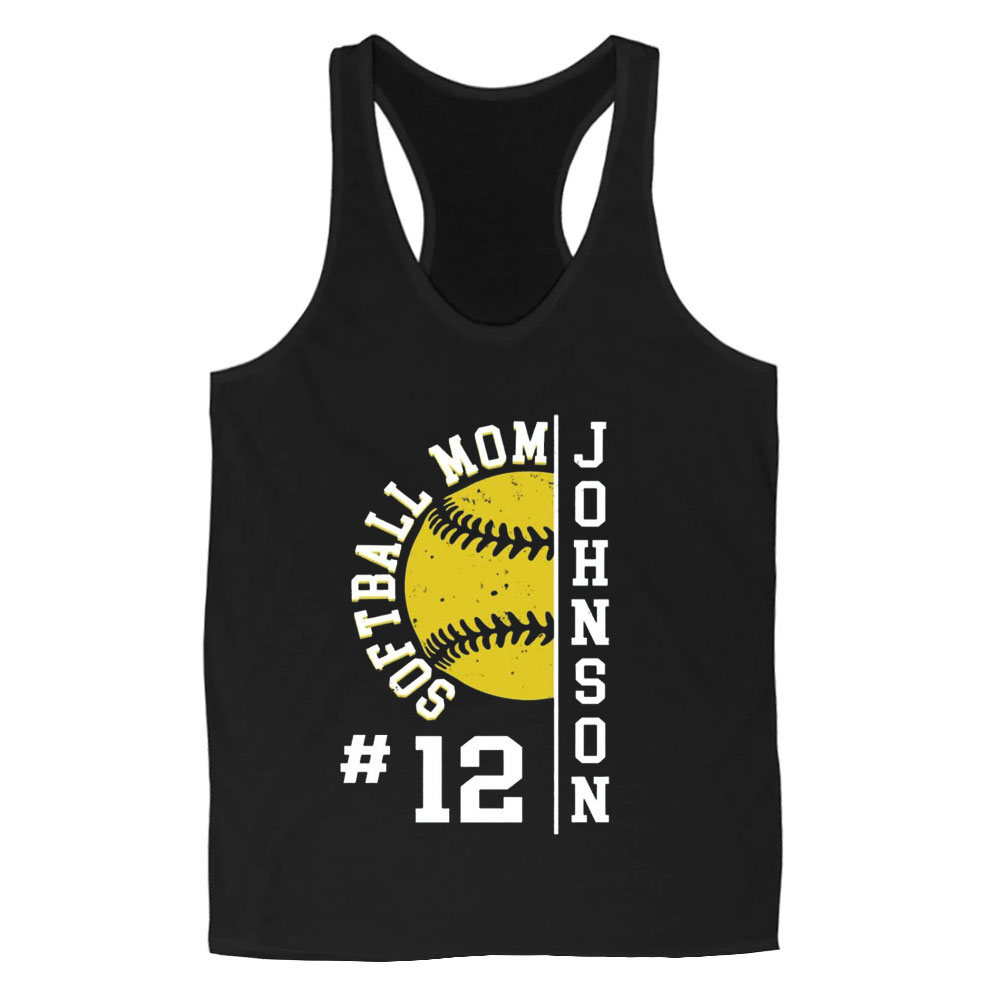 Custom Softball Mom Tank Top with Name and Number