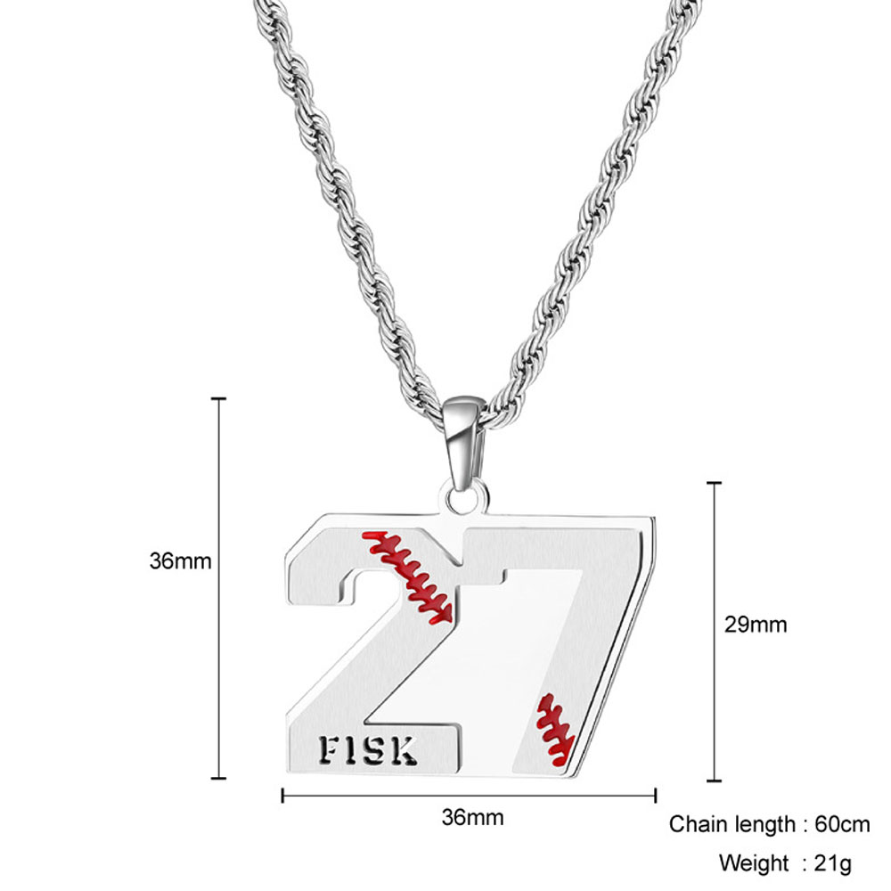Customized Engraved Baseball Number Necklace with Name