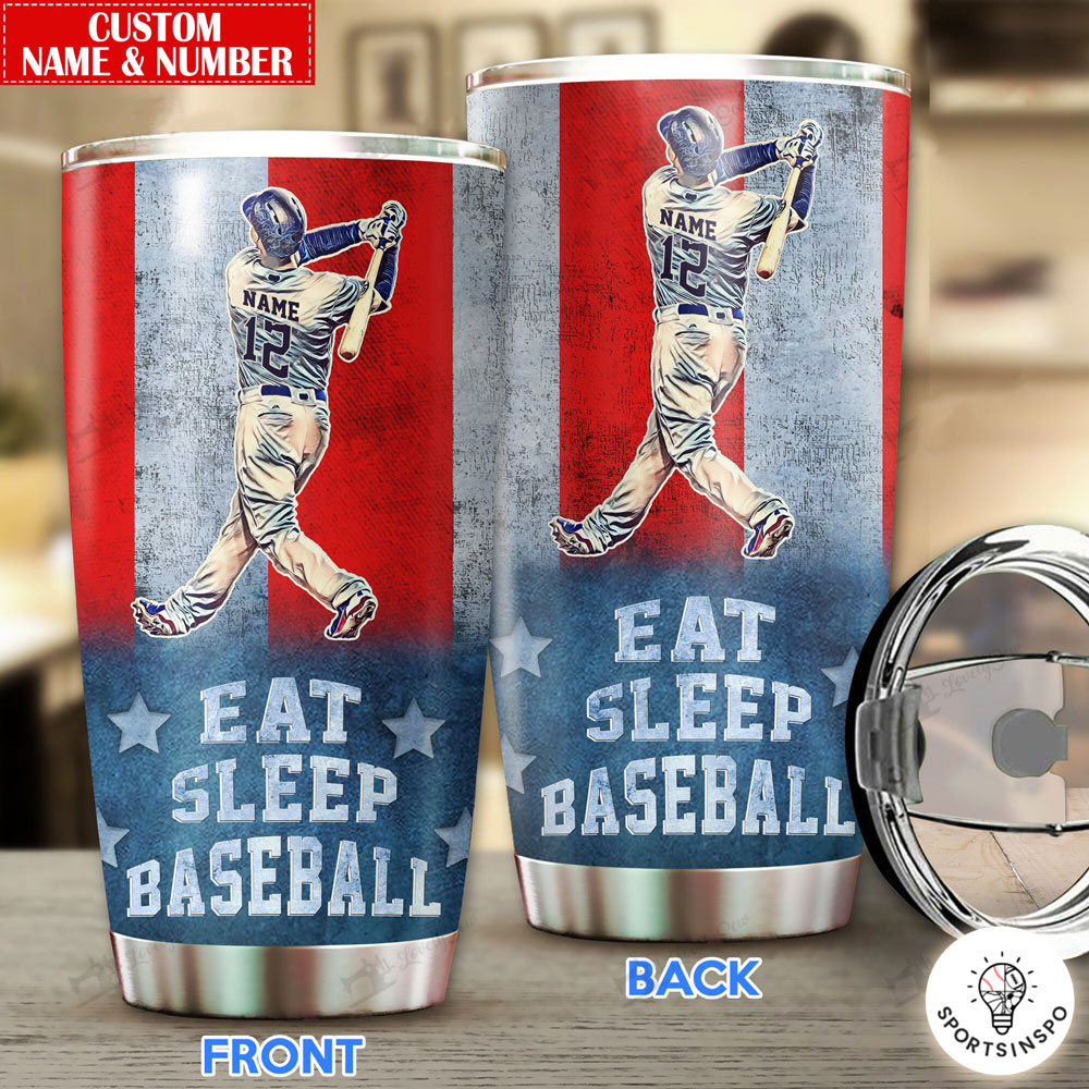 Eat Sleep Baseball Personalized Stainless Tumbler
