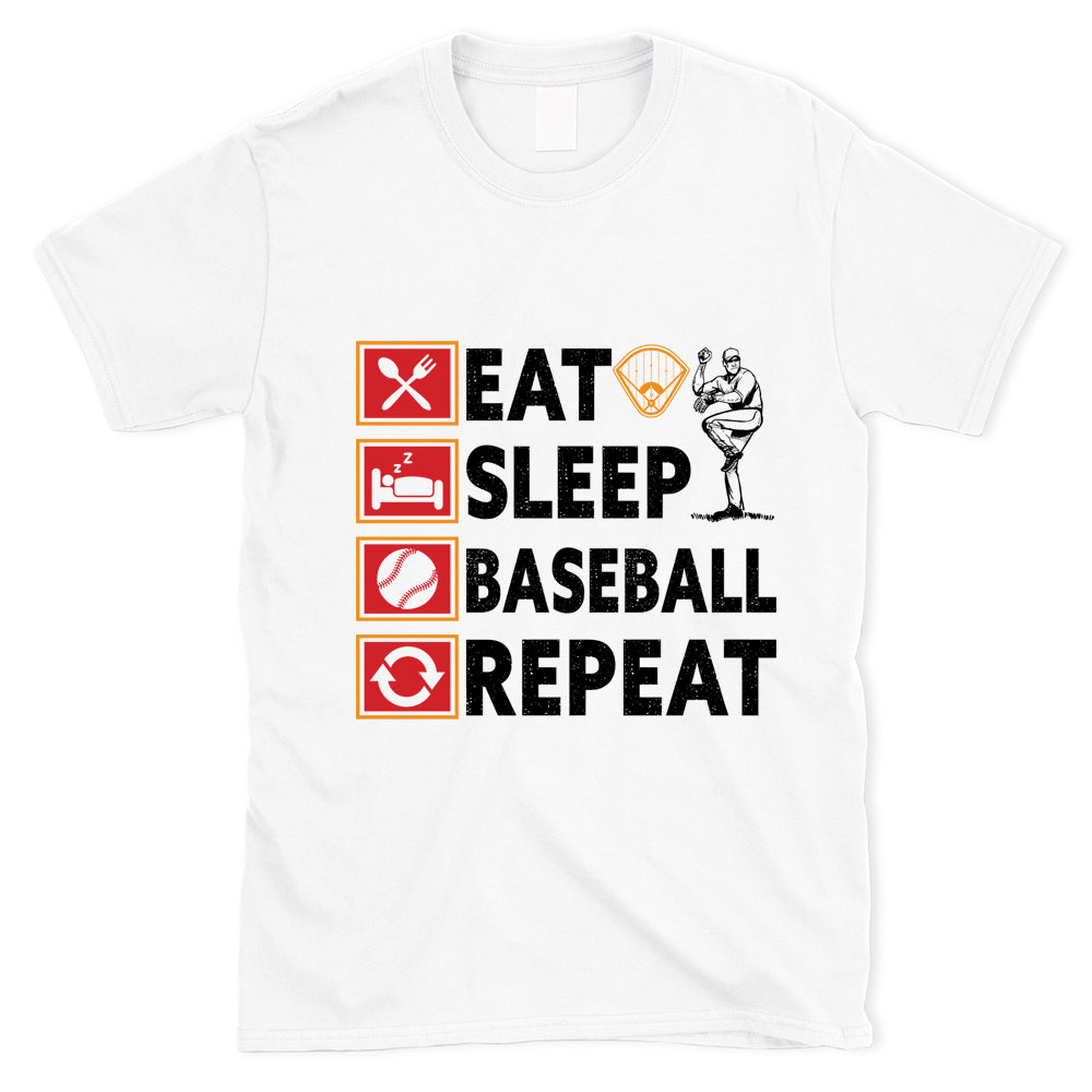 Eat Sleep Baseball Repeat Funny Baseball Lover Shirt