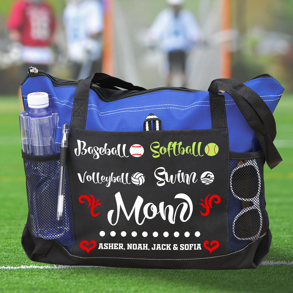 Four Sports Personalized Sports Mom Tote Bag