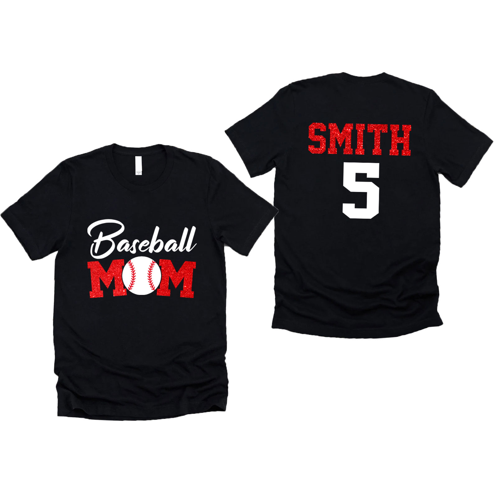 Glitter Baseball Mom Personalized Shirt