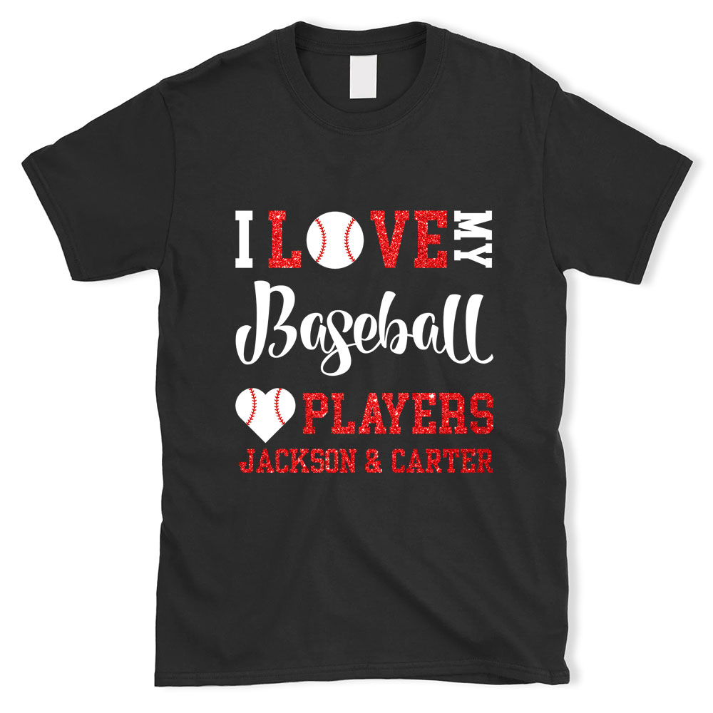 Glitter Vinyl Custom I Love My Baseball Players TShirt