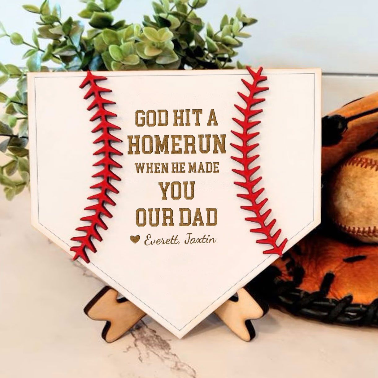 God Hit a Home Run Personalized Baseball Home Plate