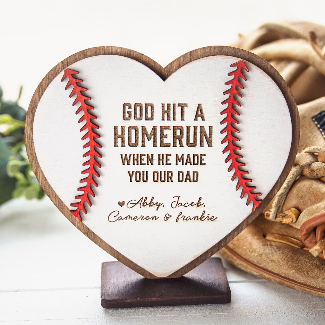 God Hit a Homerun Personalized Baseball Sign