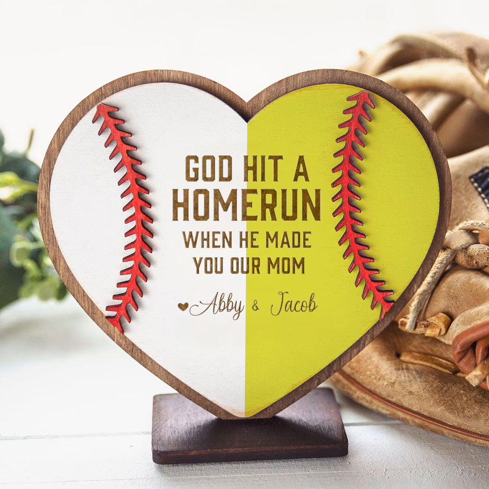 God Hit a Homerun Personalized Wood Baseball and Softball Sign