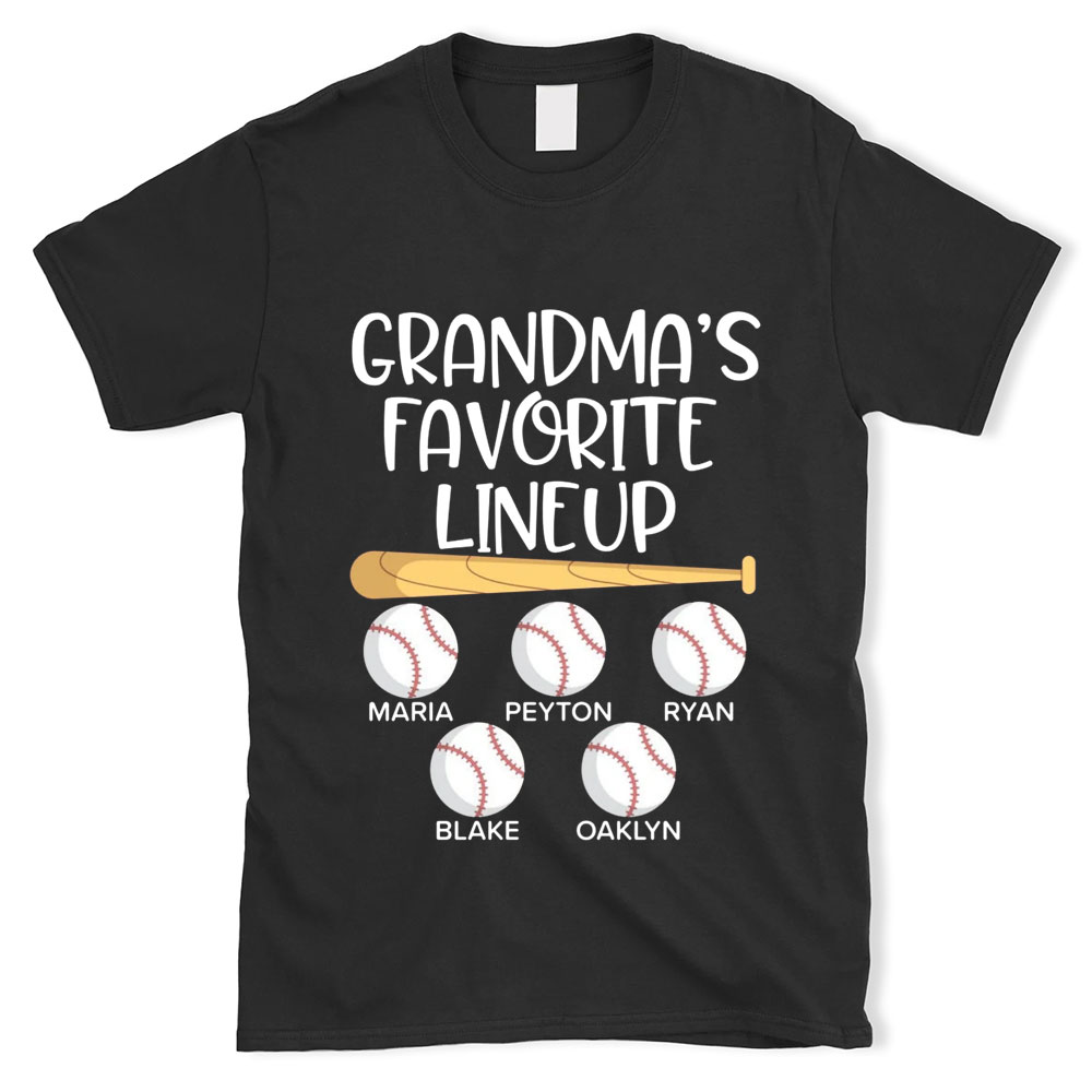 Grandma's Favorite Lineup Personalized Baseball T-Shirt