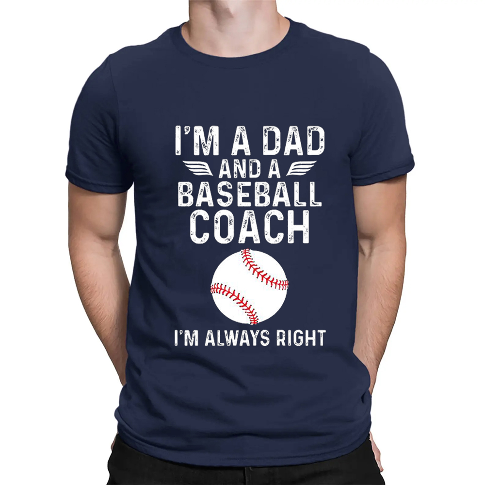100% Cotton Print Baseball T-shirts Gifts For Dad - Sportsinspo