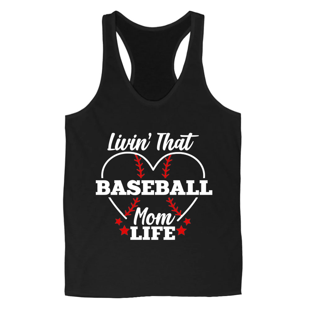 Livin that Baseball Mom Life Racerback Tank Top