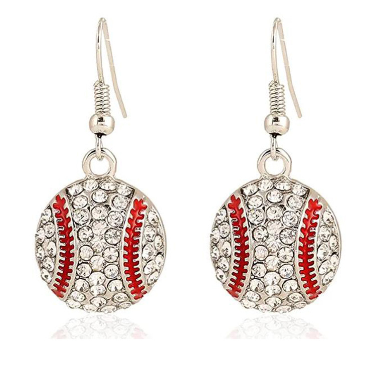 Crystal Baseball Round Earrings