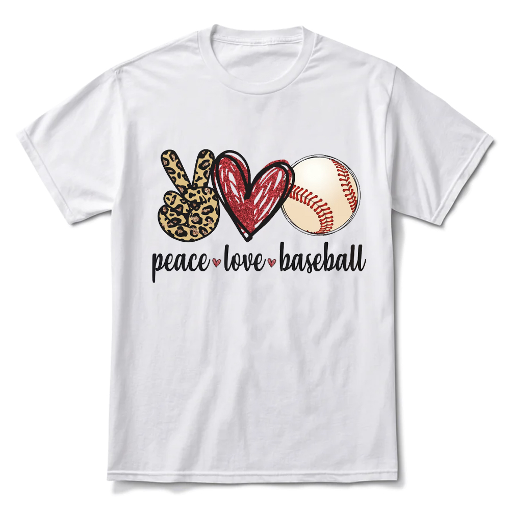 Peace Love Baseball Leopard Baseball Shirt