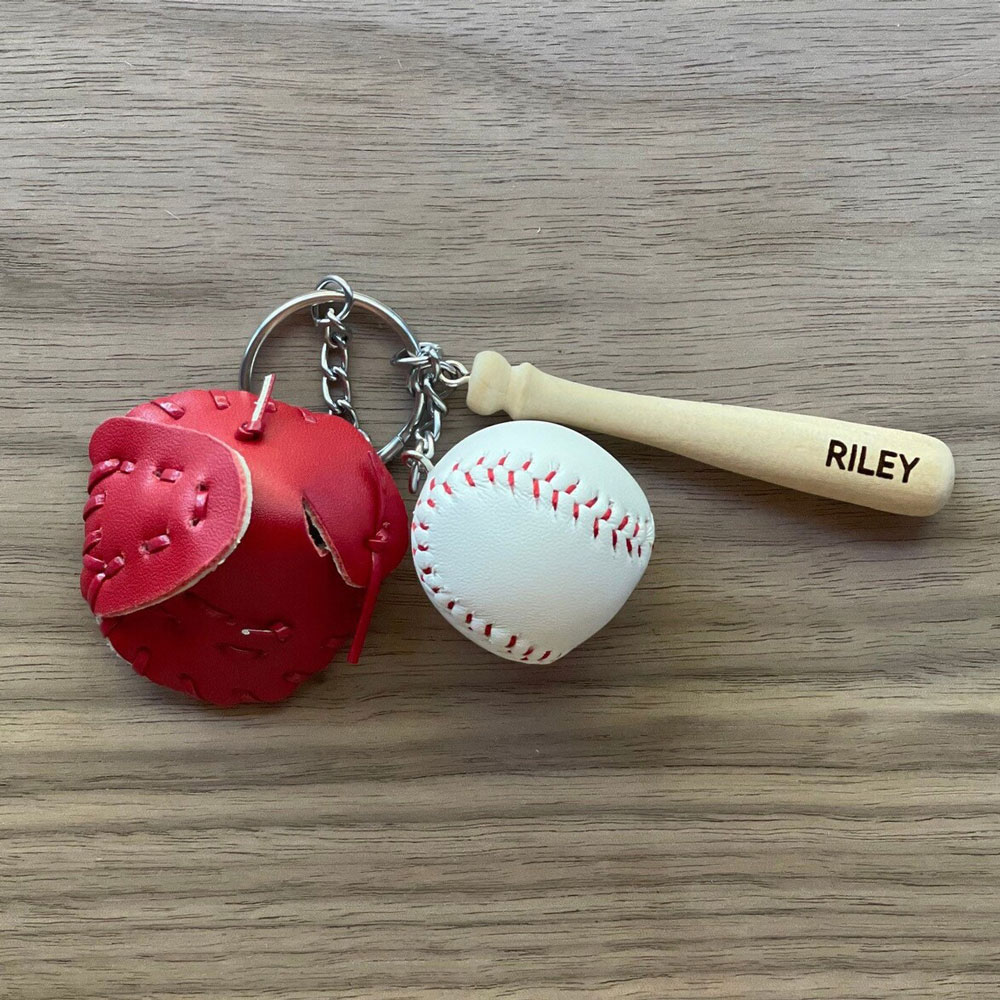 Personalized Baseball Charm Keychain