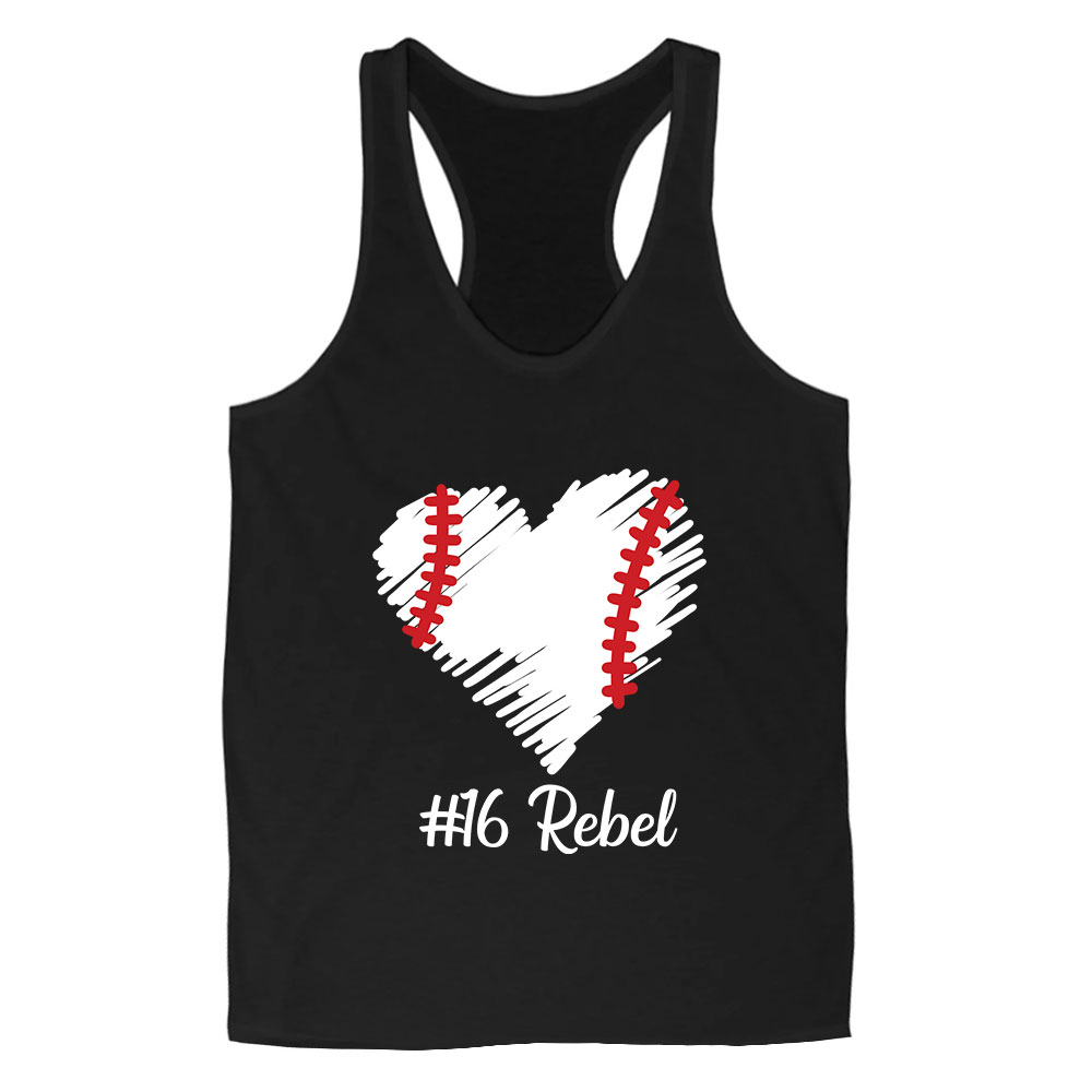 Personalized Baseball Heart Racerback Tank Top