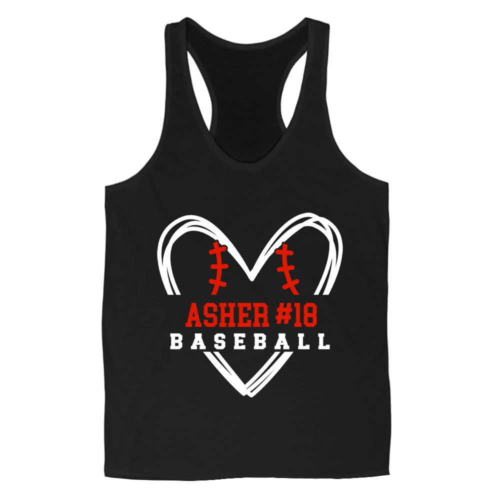 Personalized Baseball Heart Tank Top