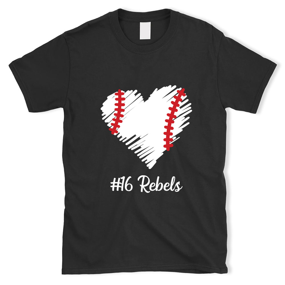 Personalized Baseball Heart T-Shirt