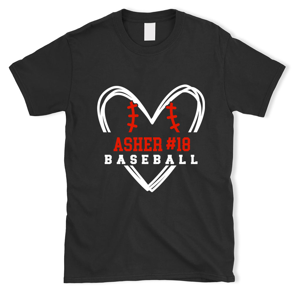 Personalized Baseball Heart T-Shirt