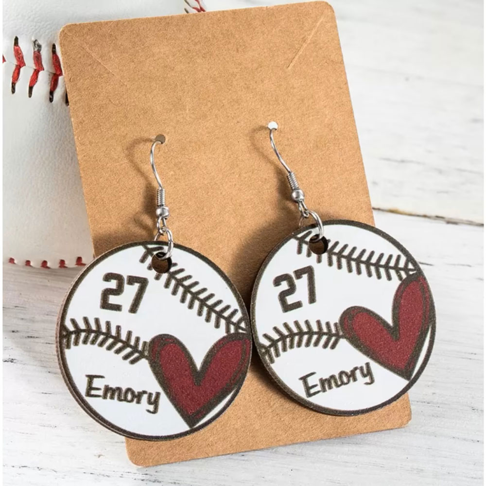 Personalized Baseball Hoop Earings