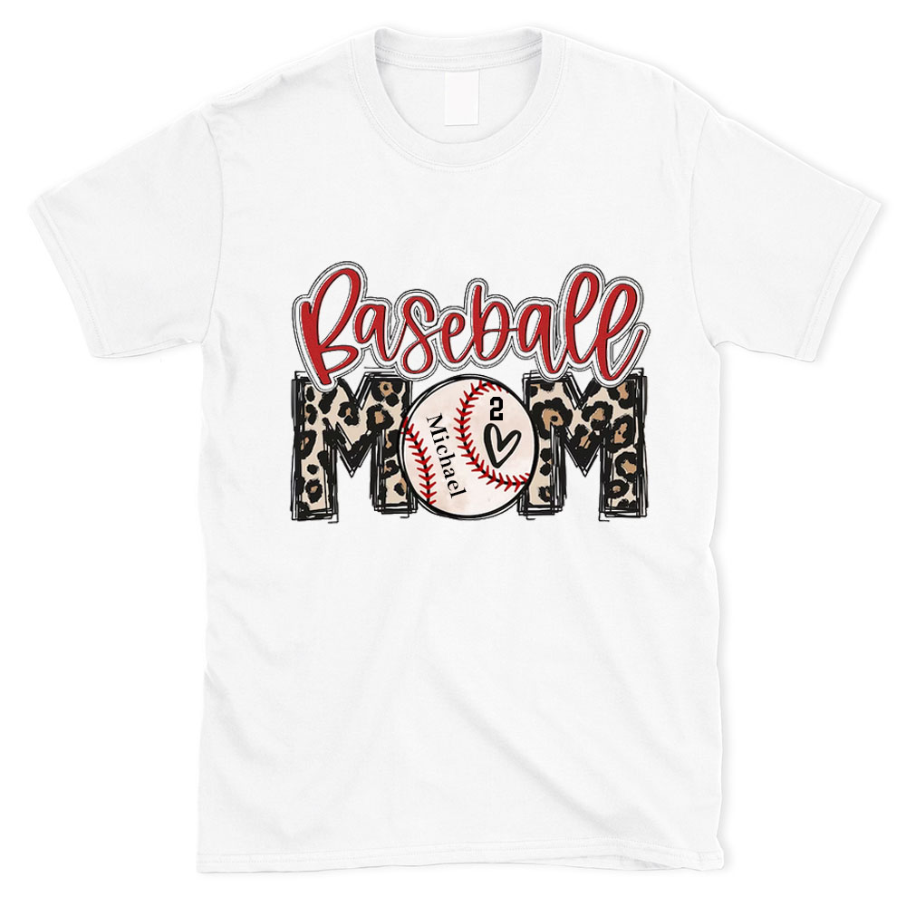 Personalized Baseball Leopard Mom Shirt