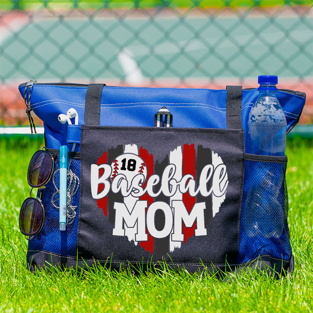 Personalized Baseball Mom Heart Tote Bag