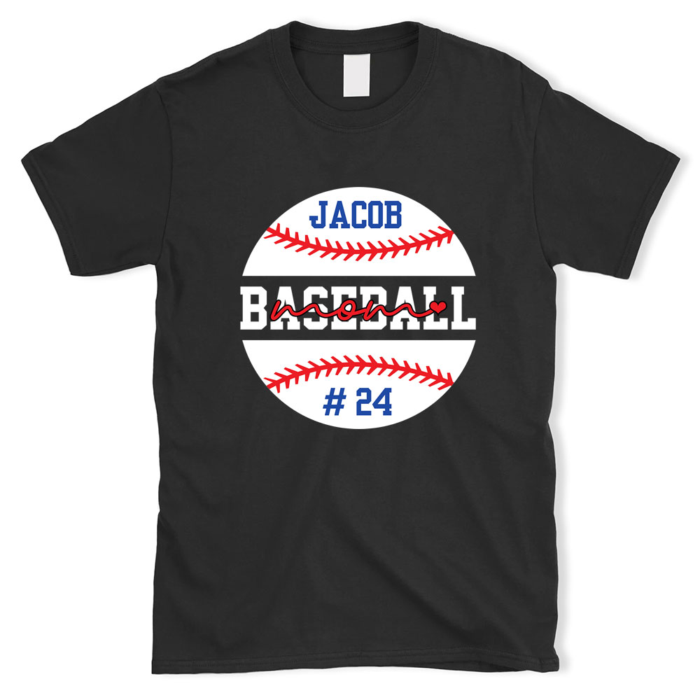 Personalized Baseball Mom Name and Number Shirt