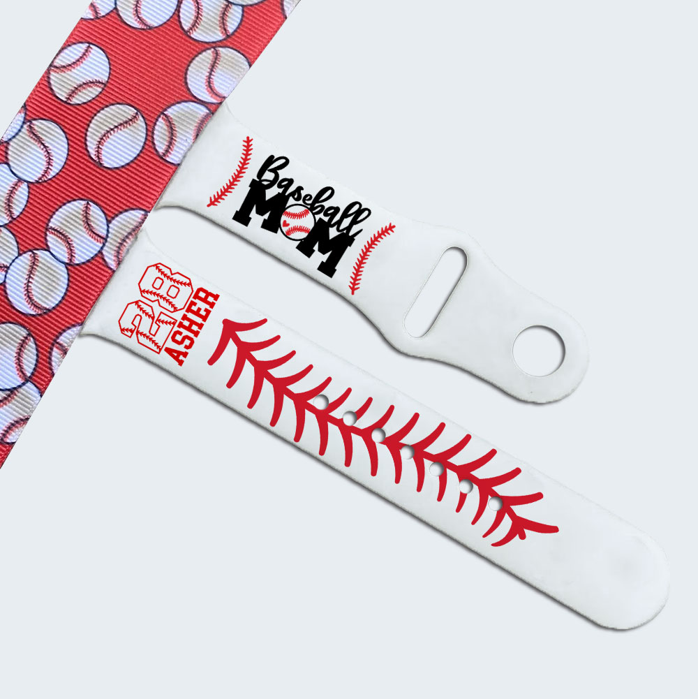 Personalized Baseball Mom Silicone Watch Strap
