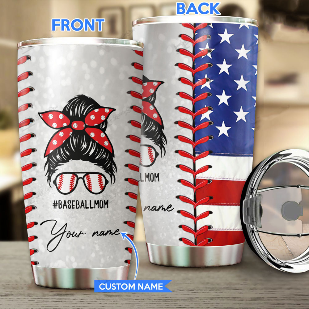Personalized Baseball Mom Stains Stainless Tumbler 
