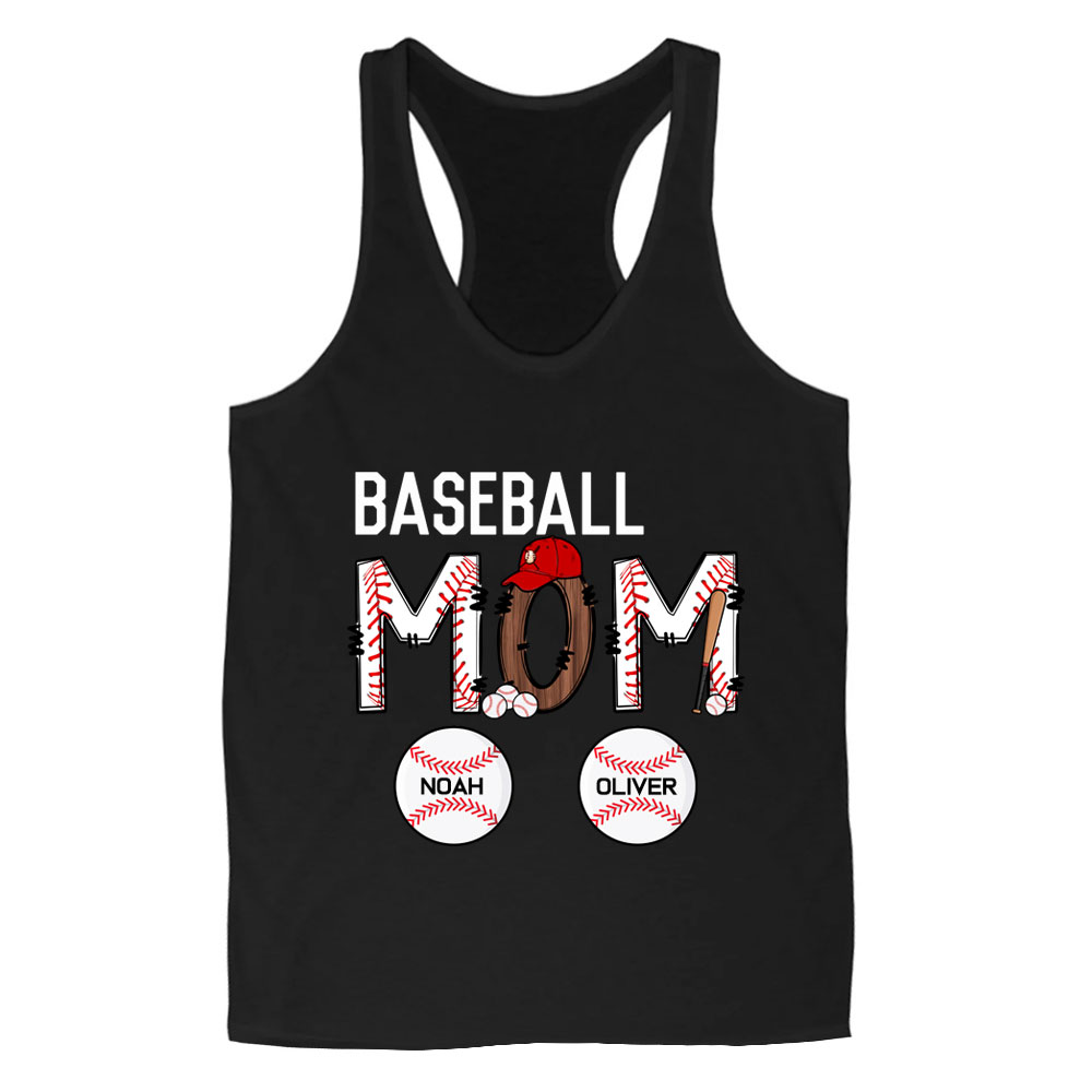Personalized Baseball Mom Tank Top with Kids' Names