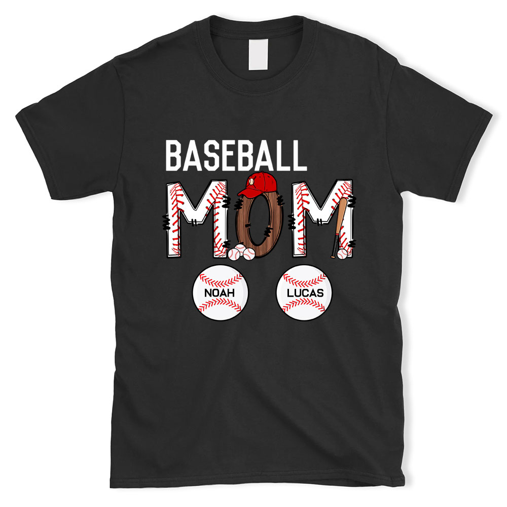 Personalized Baseball Mom T-Shirt with Kids' Names