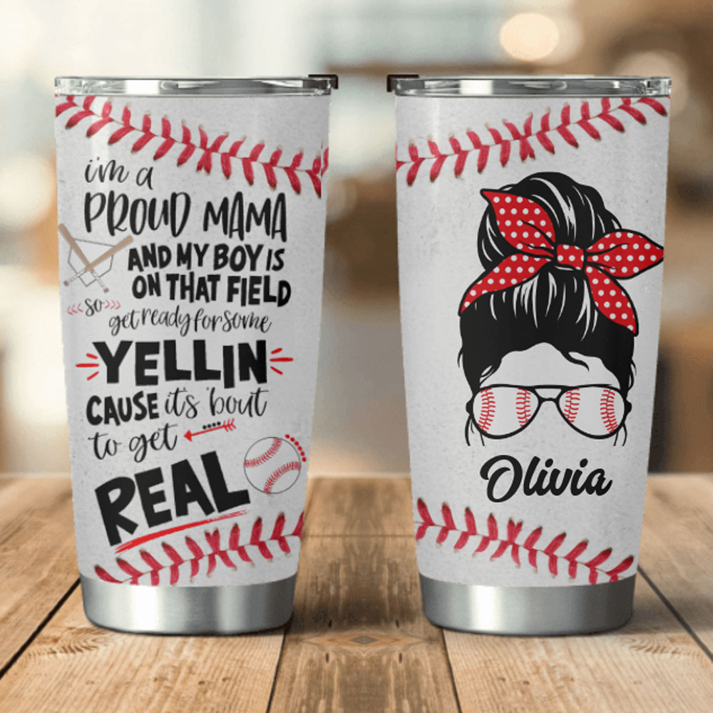Personalized Baseball Mom Tumbler with Name