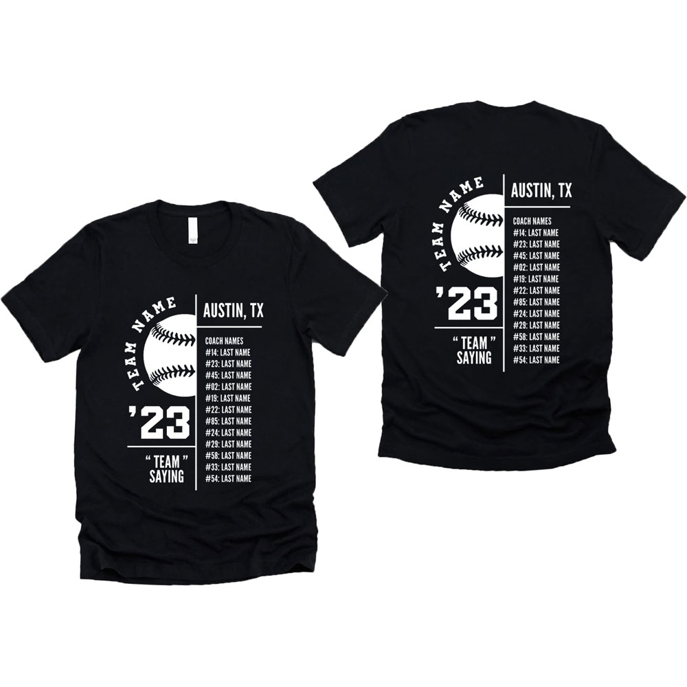 Personalized Baseball Team Roster Shirt