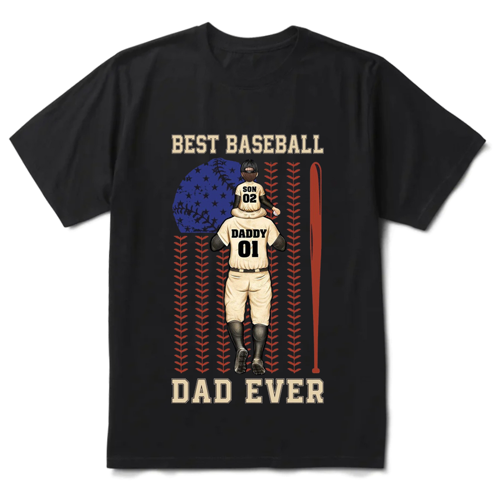 Personalized Best Baseball Dad Ever American Flag Shirt